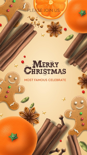 Vetor papel de parede de natal com especiarias fundo de smartphone ilustração vetorial da tela inicial