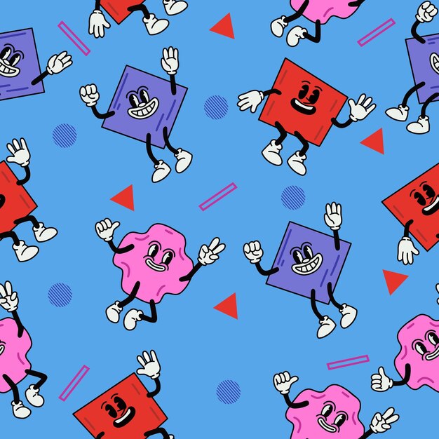 Papel de parede de objeto colorido padrão sem costura de campo bonito com design azul
