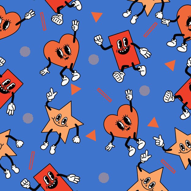 Papel de parede de objeto colorido padrão sem costura de campo bonito com design azul