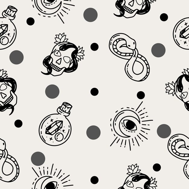 Papel de parede de objeto preto aleatório padrão sem costura com design em branco
