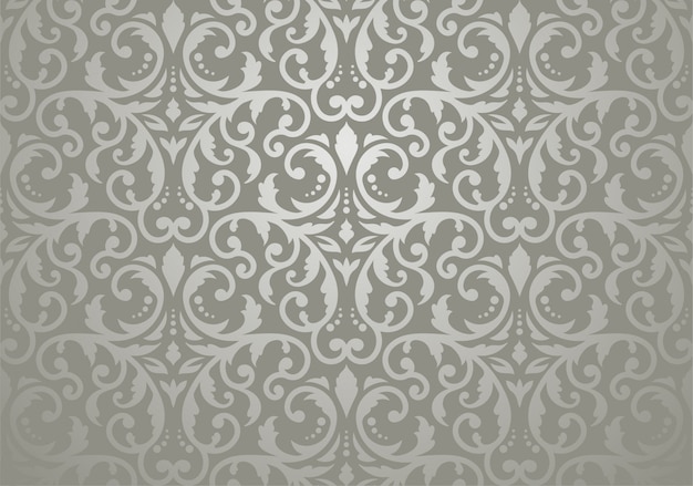 Vetor papel de parede floral vintage prata