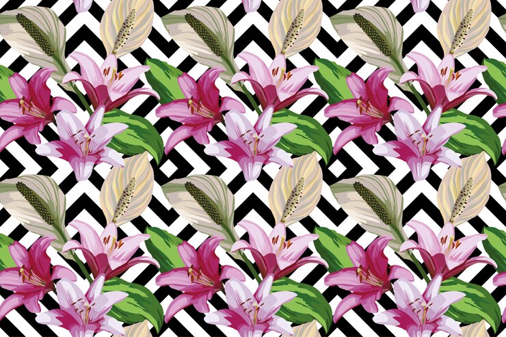 Papel de parede padrão sem emenda de flor