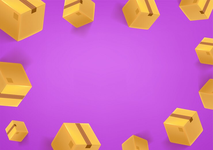 Vetor papel de parede roxo com caixas. fundo de mensagem de mídia social. copie o espaço para um texto