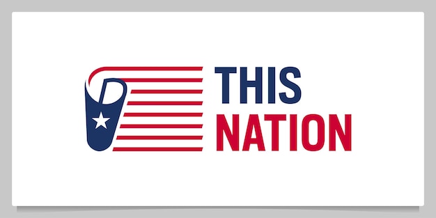 Vetor papel e bandeira americana nacionalmente design de logotipo