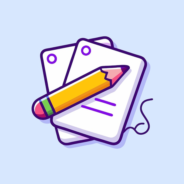 papel lápis desenho animado nota papel ícone ilustração vetorial