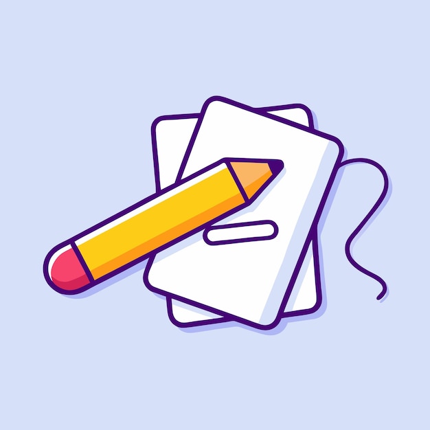 papel lápis desenho animado nota papel ícone ilustração vetorial