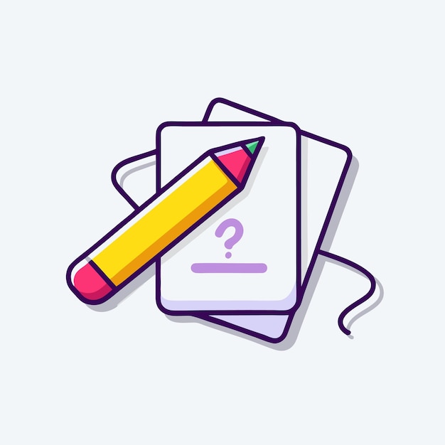 papel lápis desenho animado nota papel ícone ilustração vetorial