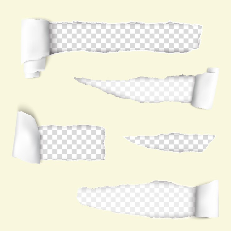 Papel rasgado e rasgado em fundo transparente