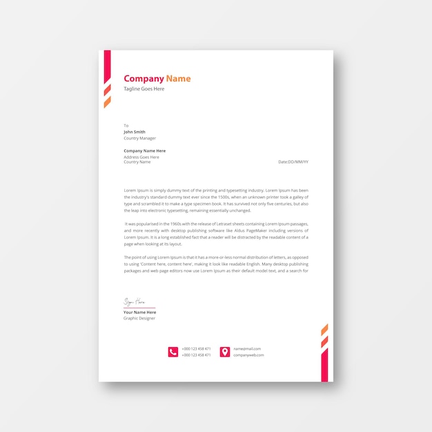 Papel timbrado da empresa, criativo e limpo, moderno