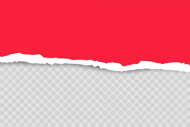 Papel vermelho rasgado realista em fundo transparente