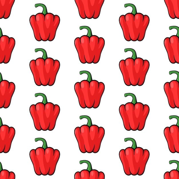 Paprika vector desenho sem costura pimentas vermelhas em fundo branco