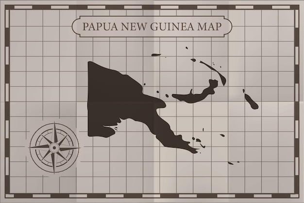 Vetor papua nova guiné antigo mapa clássico do país estilo de papel de mapa antigo vintage