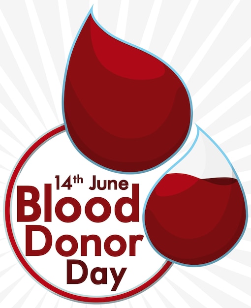 Vetor par de gotas e tubo de transfusão para o dia mundial do doador de sangue