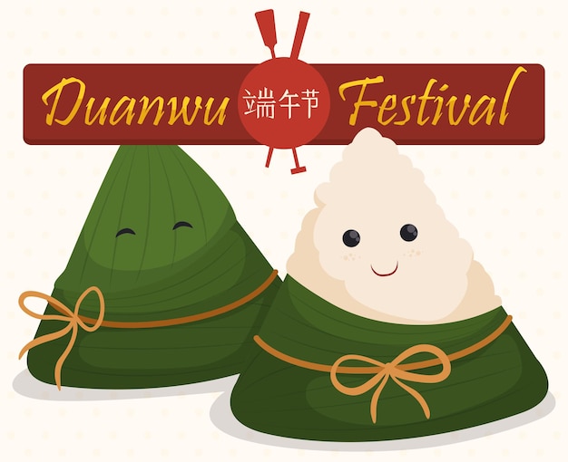 Par de lindos bolinhos zongzi para o duanwu festival
