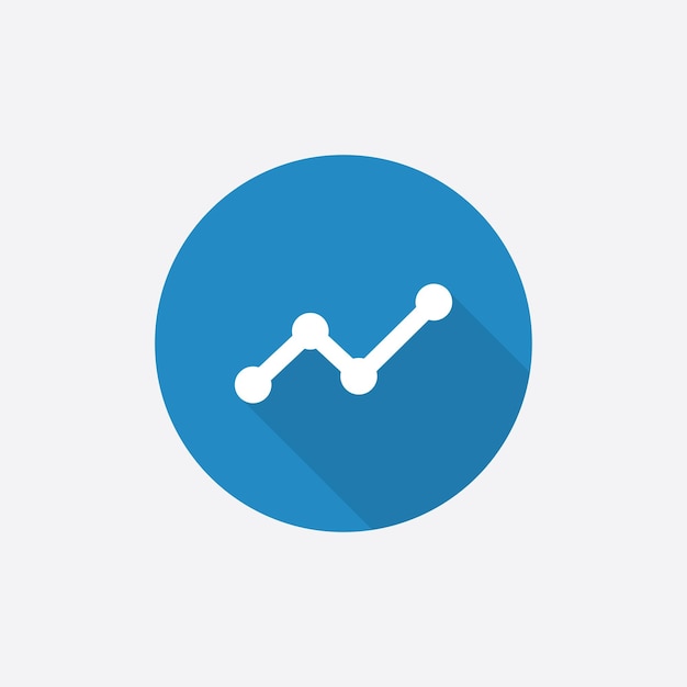 Para cima diagrama ícone simples azul plano com sombra longaxa