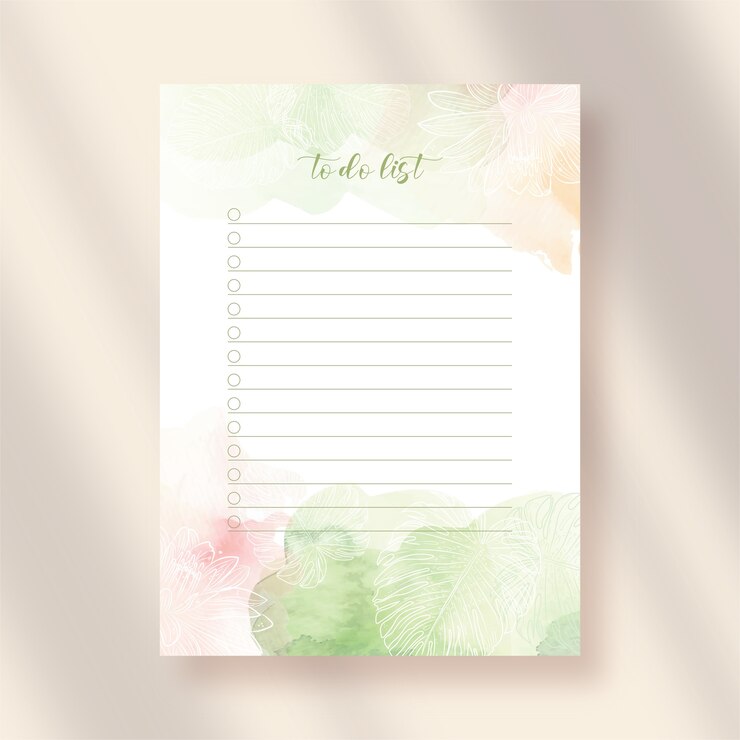 Vetor para fazer papel de lista com aquarela floral e abstrata