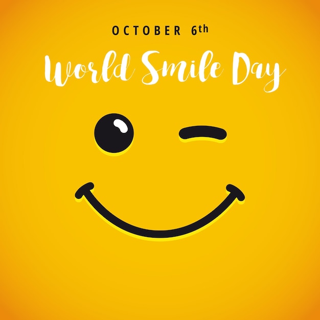 Vetor parabéns criativo dia mundial do sorriso. modelo de design gráfico isolado. ícone de sorriso de vetor engraçado fofo
