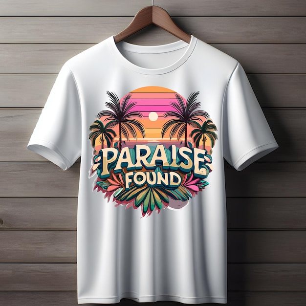 Paradise encontrado no Havaí com tipografia de palmeira eps design vetorial para camiseta e multiuso