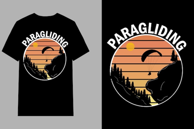 Parapente t shirt design paisagem retro vintage