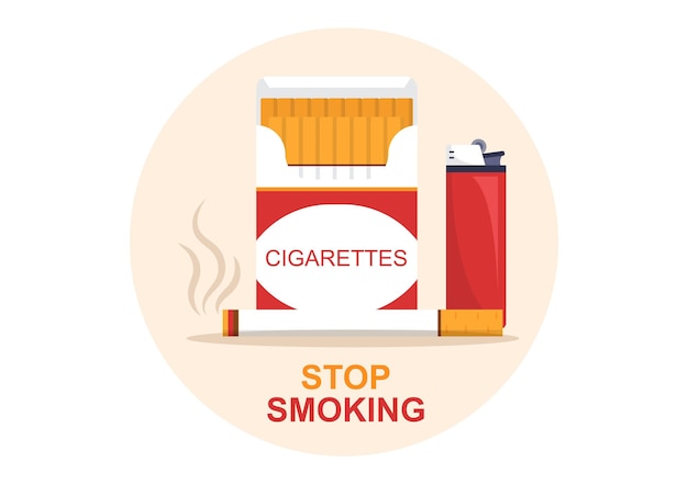 Parar de fumar ou ilustração sem cigarros