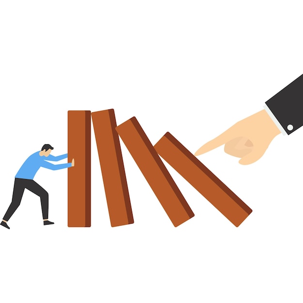 Parar o efeito dominó para a solução de negócios Ilustração vetorial em estilo plano