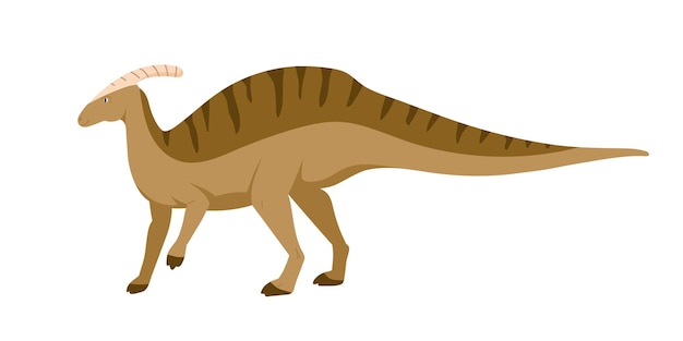 Parasaurolophus dino. dinossauro extinto com crista craniana ou osso na cabeça. animal do antigo período jurássico. caráter pré-histórico. ilustração em vetor plana dos desenhos animados isolada no fundo branco.