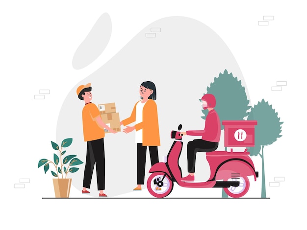 Vetor parcel delivery service illustration concept