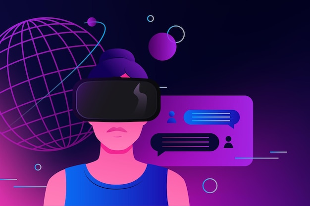 Parceria de comunicação empresarial em todo o mundo na ilustração vetorial do metaverso