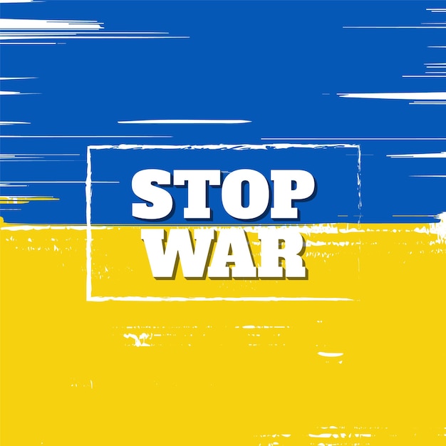 Pare a guerra no conceito de design da ucrânia com estilo de pincel