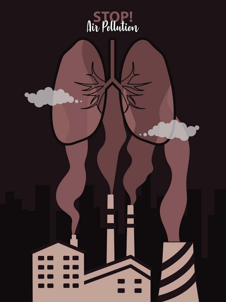 Vetor pare a ilustração do conceito de poluição do ar