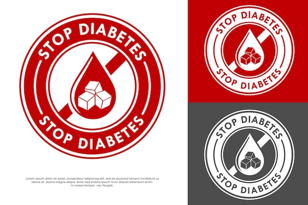 Pare a ilustração do modelo do logotipo do diabetes. adequado para medicina