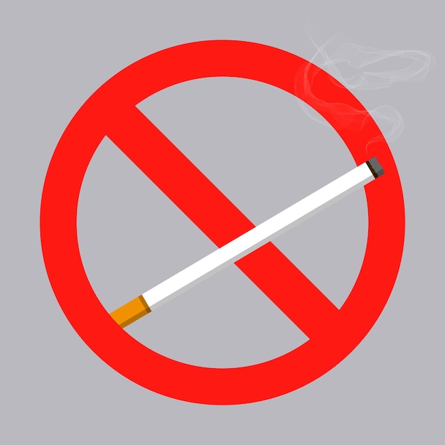 Pare de fumar não fumar símbolo de sinal proibido modelo design sinal de não fumar para apresentação de design website ou apps elements vector ícones planos desenho dos desenhos animados ilustração eps10
