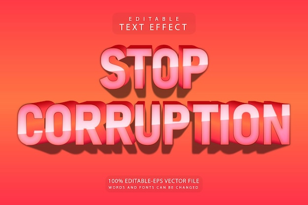 Pare o estilo moderno de 3 dimensões do efeito de texto editável da corrupção