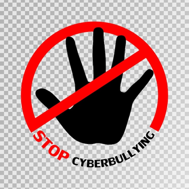 Pare o sinal de cyberbullying em fundo transparente