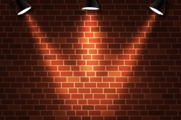 Vetor parede de tijolos com fundo de luzes pontuais