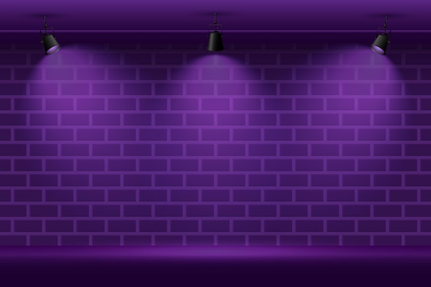 Parede de tijolos com luzes de fundo