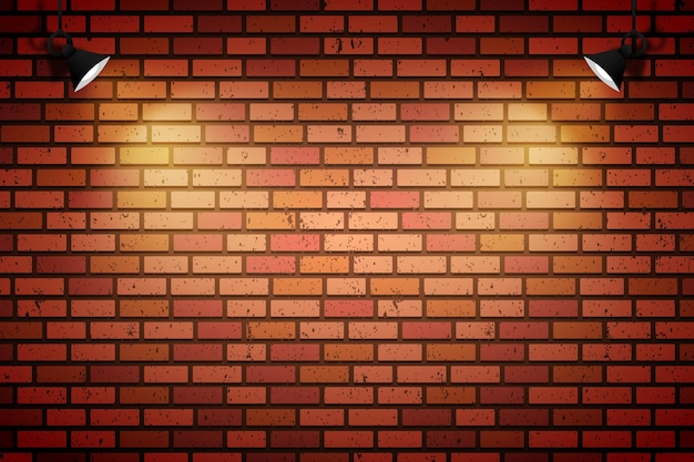 Parede de tijolos com luzes do ponto