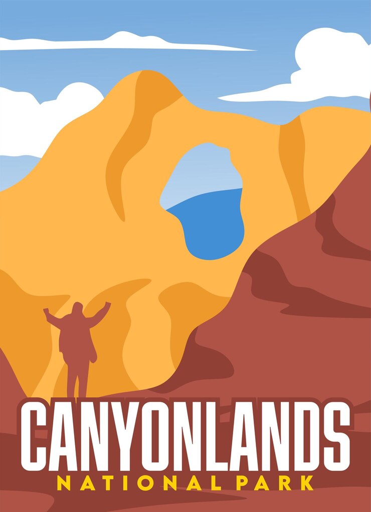 Vetor parque nacional de canyonlands com belas paisagens naturais