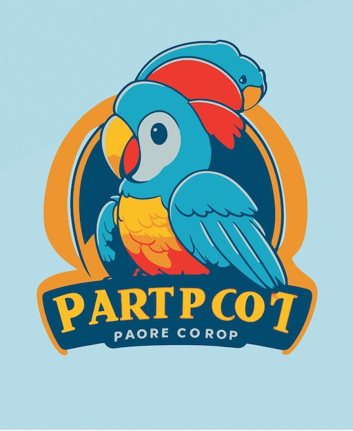 Vetor parrot_shop_outline_logo_blue_and_orange_color_design_01eps