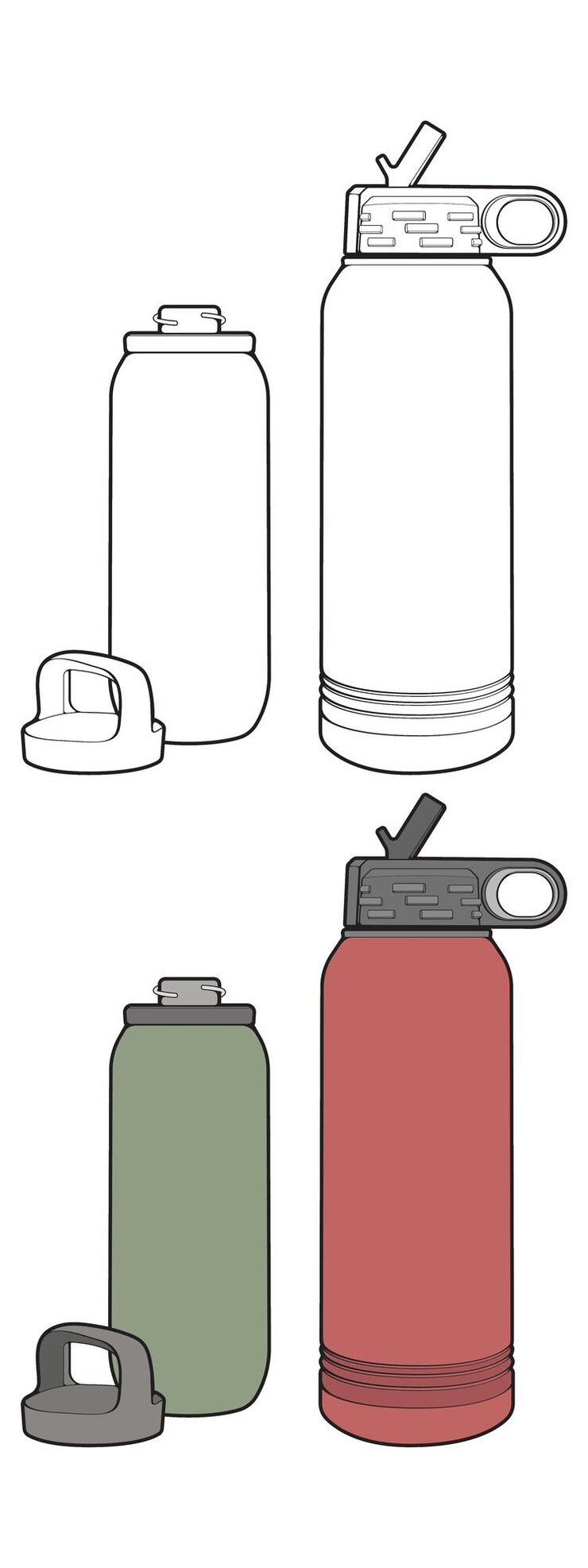 Vetor parta a coloração do vetor de desenho de contorno de garrafa de copo garrafa de copo em um estilo de esboço vetor de contorno de modelo de treinamento de garrafa de copo ilustração