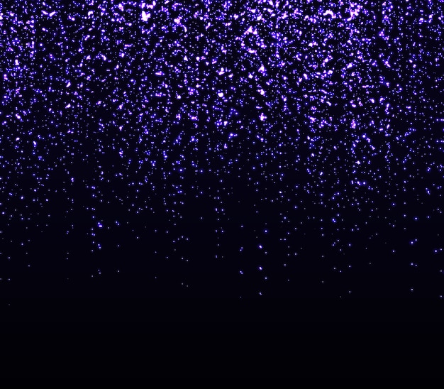 Partículas caindo. Fundo de brilho. Confete Roxo Brilhante. Efeito de luz. Estrelas cadentes. Partículas brilhantes.