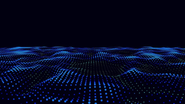 Partículas de fluxo digital abstratas Fonte de conexão de rede cibernética Visualização de grandes dados