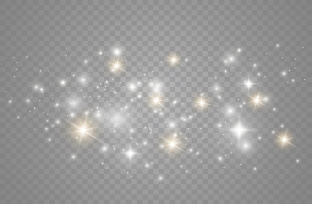 Partículas de poeira mágica cintilantes. Efeito de luz, reflexo de lente.