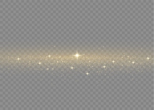Partículas de poeira voam no espaço. Pó de estrelas douradas.