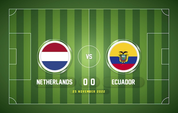 Partida holanda x equador 2022 com placar e fundo do estádio