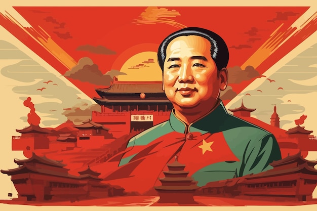 Vetor partido comunista da china ilustração de desenho animado vintage