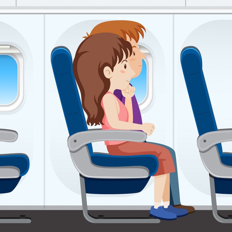 Vetor passageiro no banco do avião