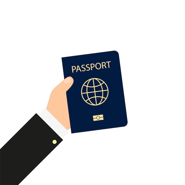 Vetor passaporte na mão em vetor de estilo simples