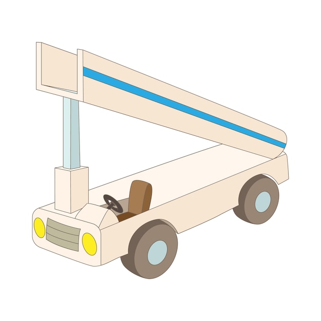 Passarela do ícone do avião em estilo cartoon sobre um fundo branco