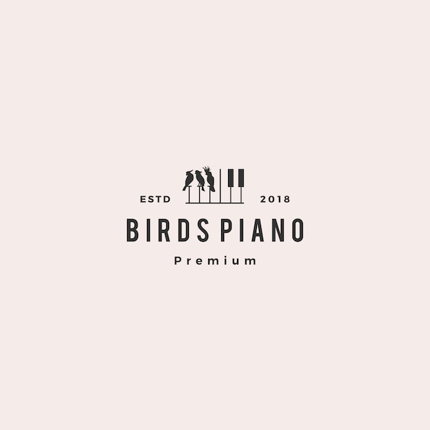 Pássaro concorrência piano música curso evento logo vector icon ilustração